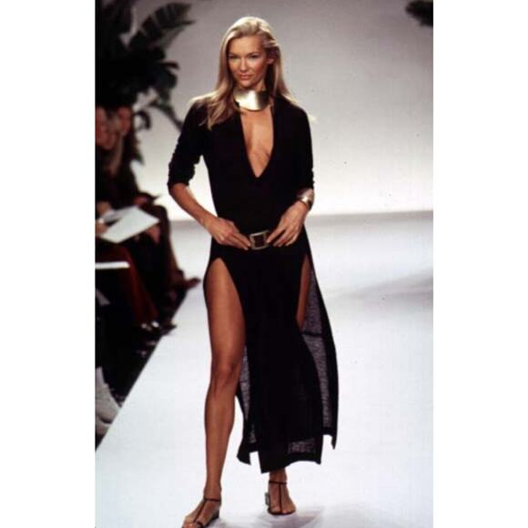 Ralph Lauren Collection Purple Label Vintage Linen Mini Dress Black 1997 Runway - Picture 7 of 16
